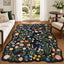 5x7/8x10 Floral Area Rug, Machine Washable Faux Wool, Non-Slip Scalloped Botanical Carpet