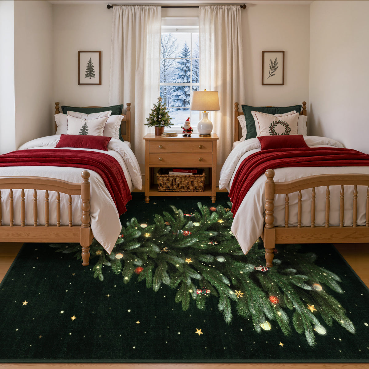 Tribesigns Christmas Tree Washable Runner Rug for Hallway Entryway