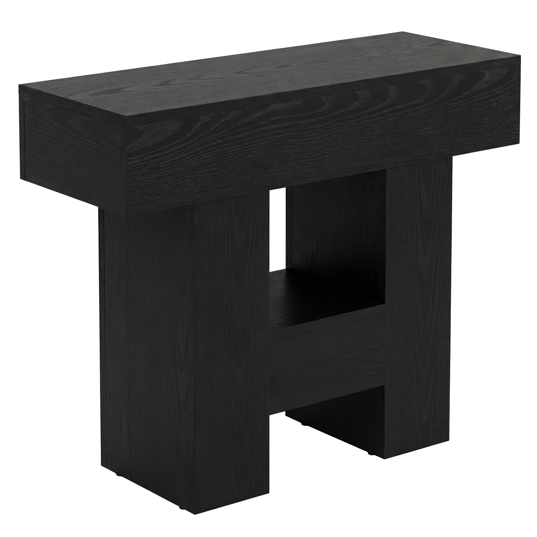 31.5" End Table, Farmhouse Sofa Side Table with 2-Tier Shelf and Heavy Duty Base