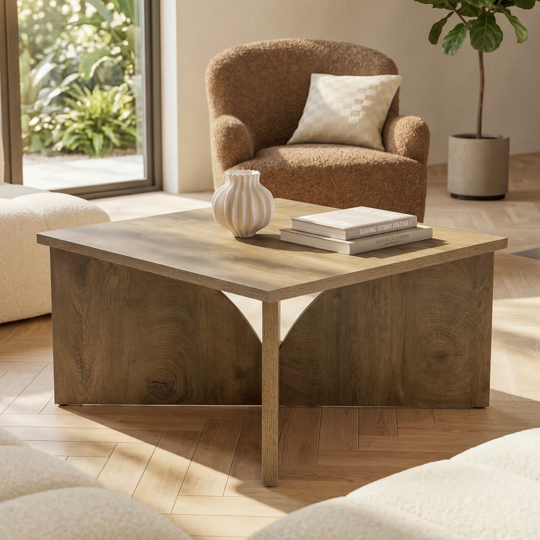 Tribesigns 31.5" Square Coffee Table, Farmhouse Accent Table for Living Room