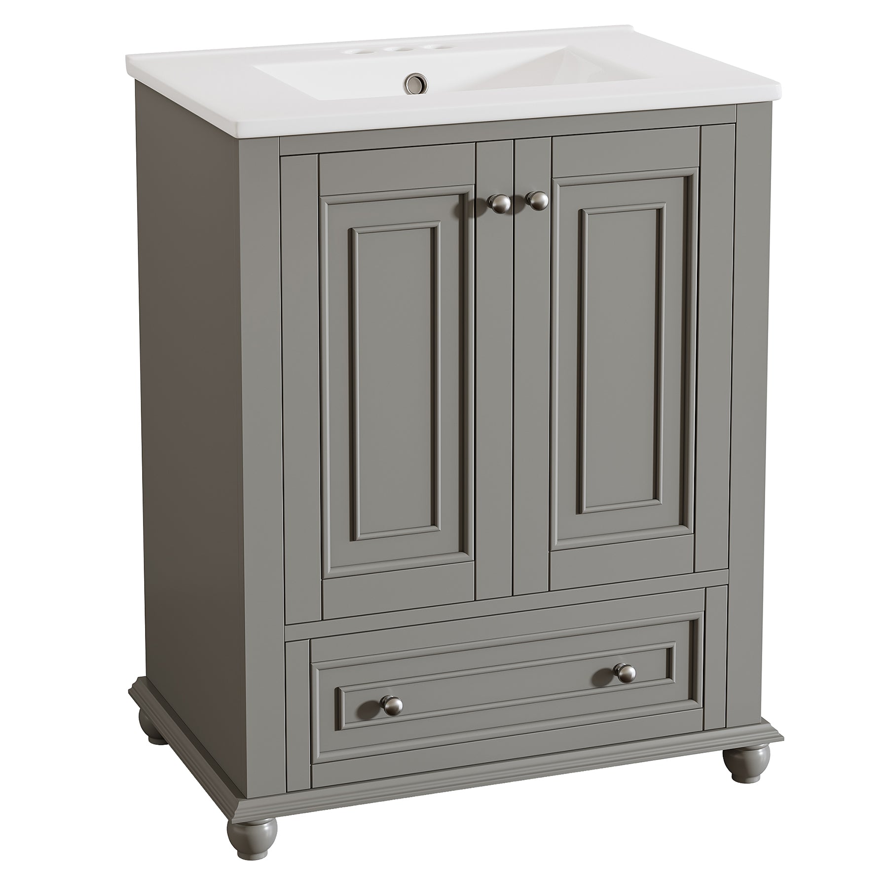 23.6" Bathroom Vanity, Freestanding Bathroom Storage Vanity Cabinet with 2 Doors