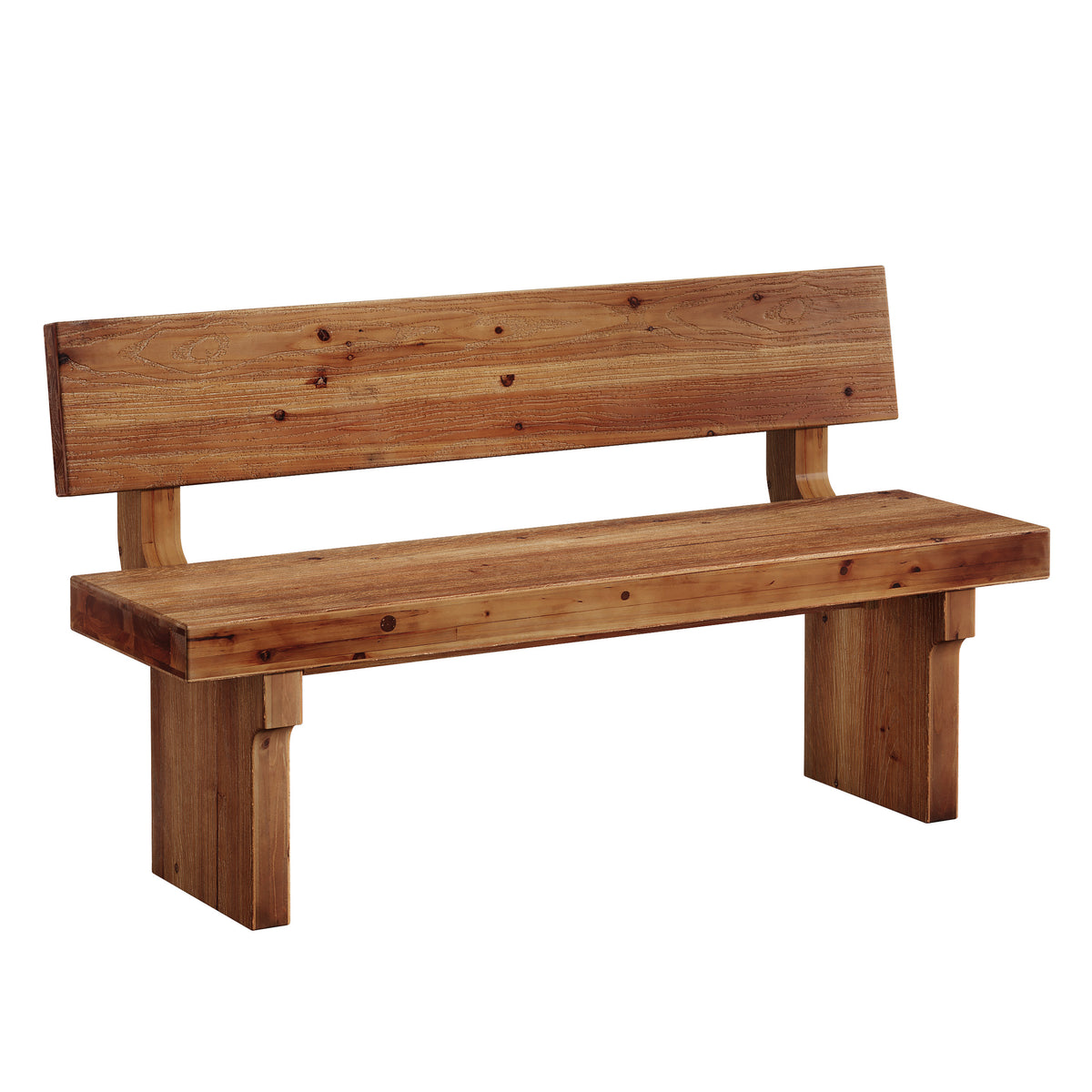 55" Solid Wood Entryway Bench with Backrest, Shoe Bench for Hallway & Mudroom