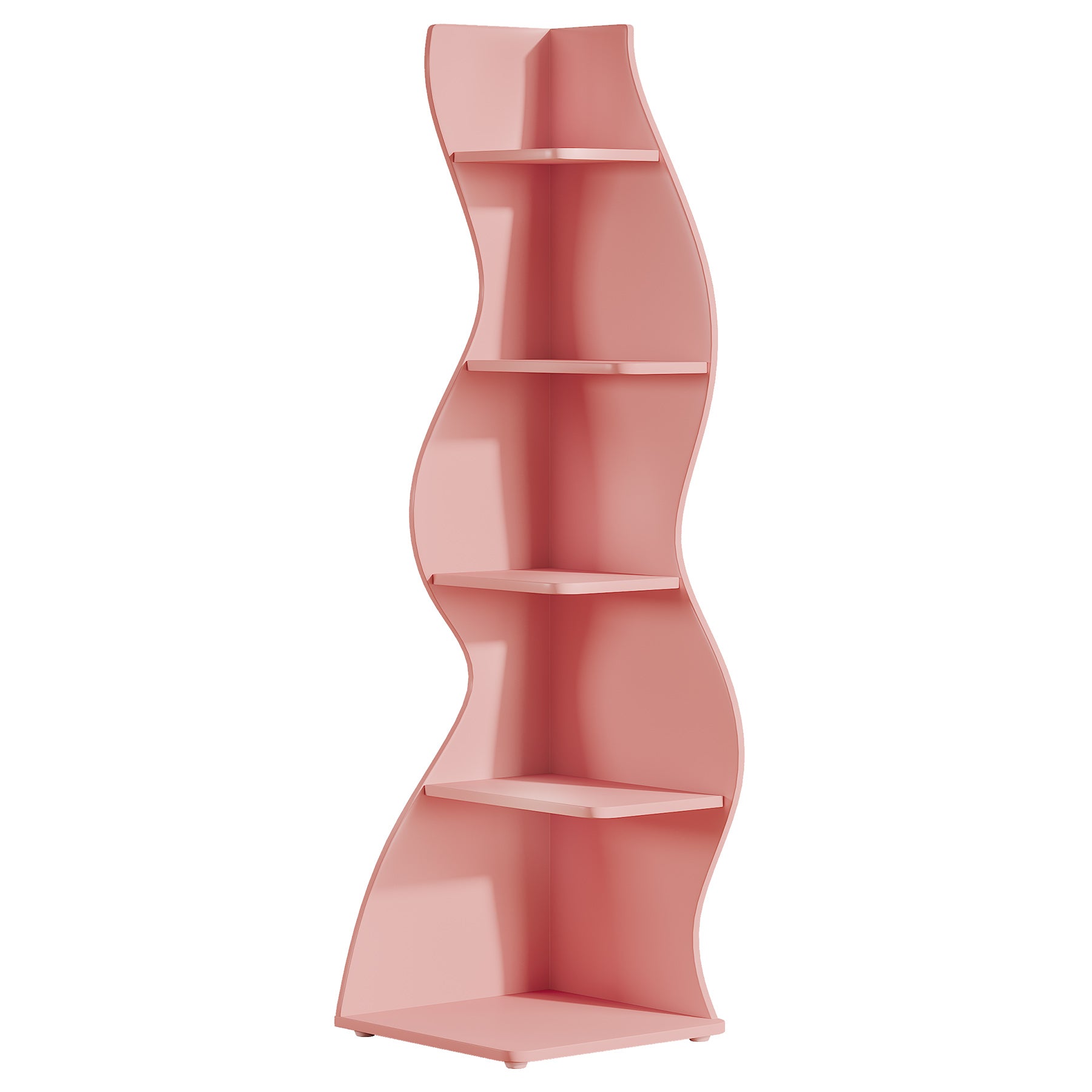 Wavy Corner Shelf, 5-Tier Bookshelf Bookcase Display Rack