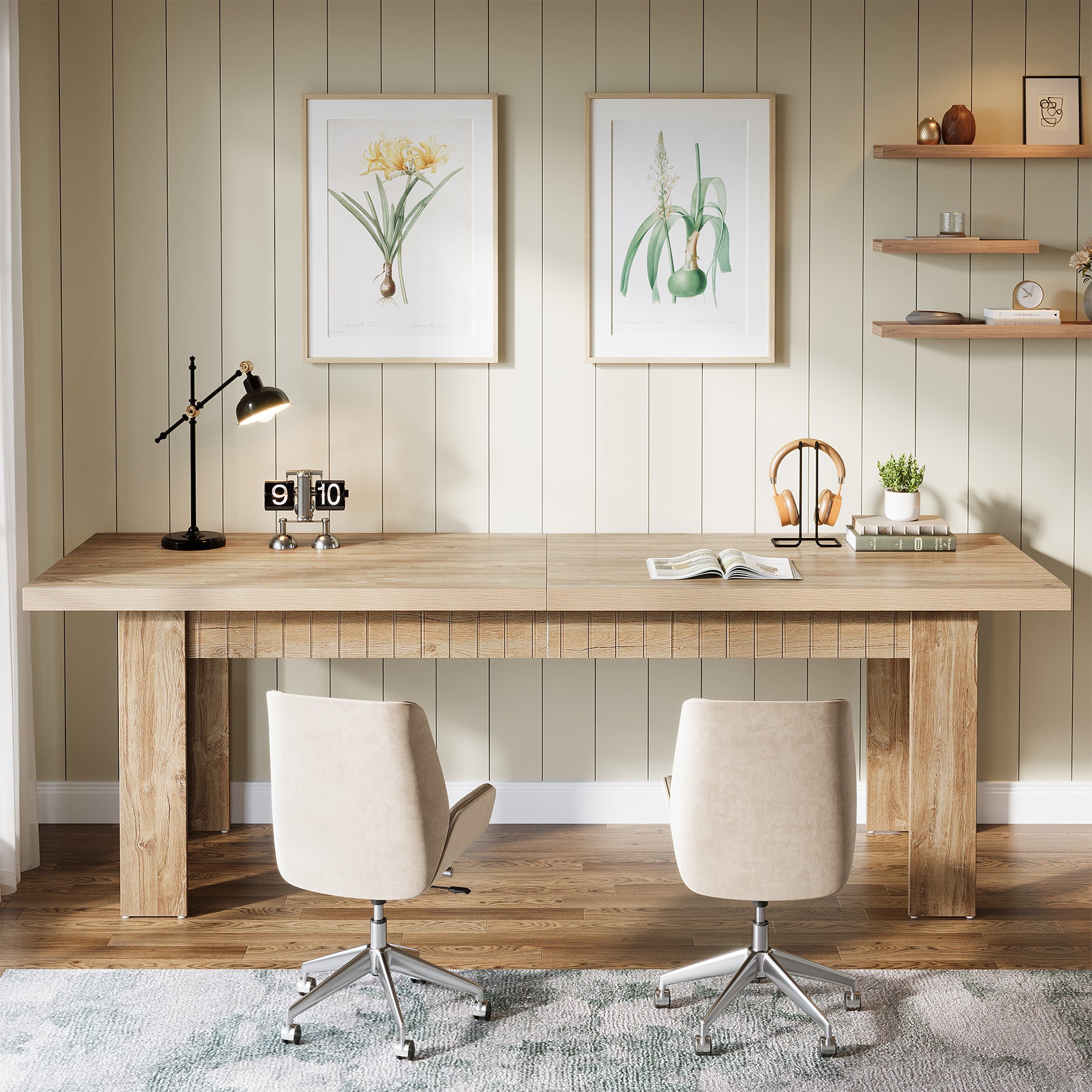 79" Two Person Desk, Large Double Computer Desk for Home Office