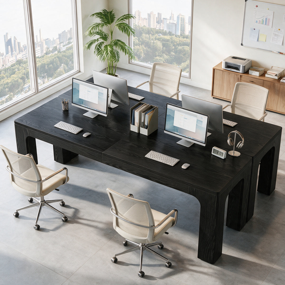 79" Farmhouse Executive Desk, Computer Desk for Home Office, Long Workstation