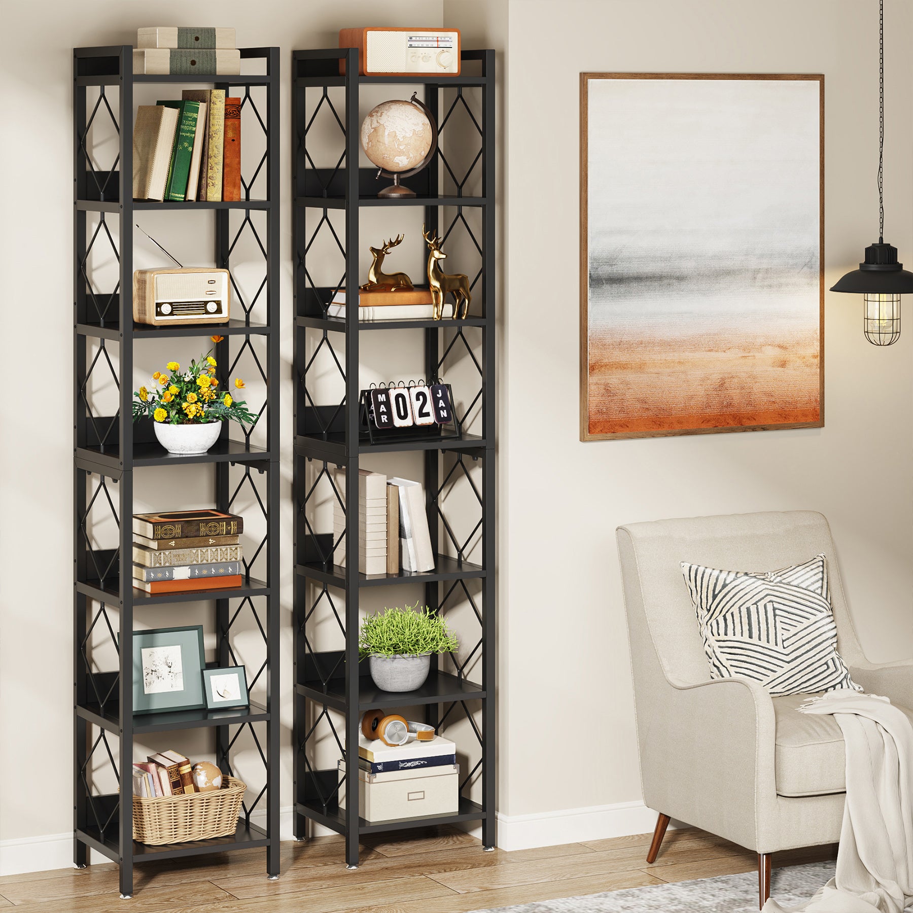 78.7” Tall Narrow Bookshelf, Slim Display Shelf for Home Office & Small Areas