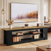 70.87" TV Stand for TVs up to 80", Farmhouse Entertainment Center with Storage Shelves 3