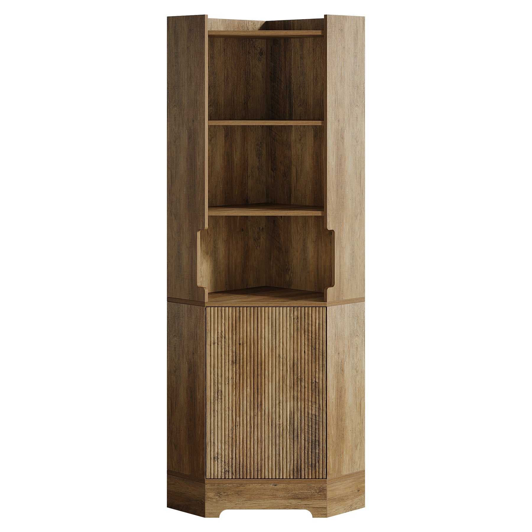 69" Corner Bookcase, Farmhouse Book Shelf with Cabinet