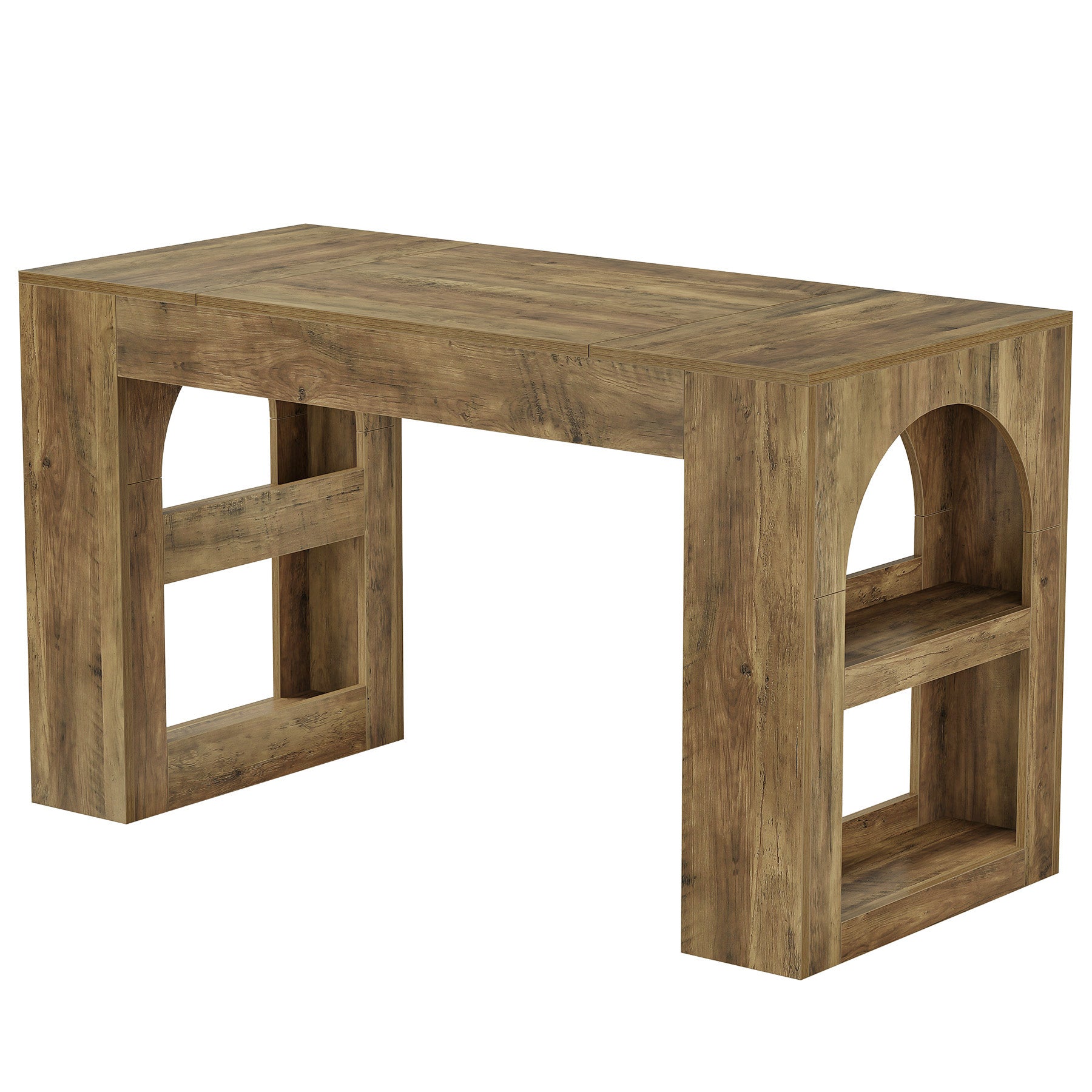63" Counter Height Bar Table with Side Storage, Industrial Counter Table for Home Bar & Dining Room