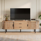 70" TV Stand, Modern Media Console with Storage and Sliding Tambour Door