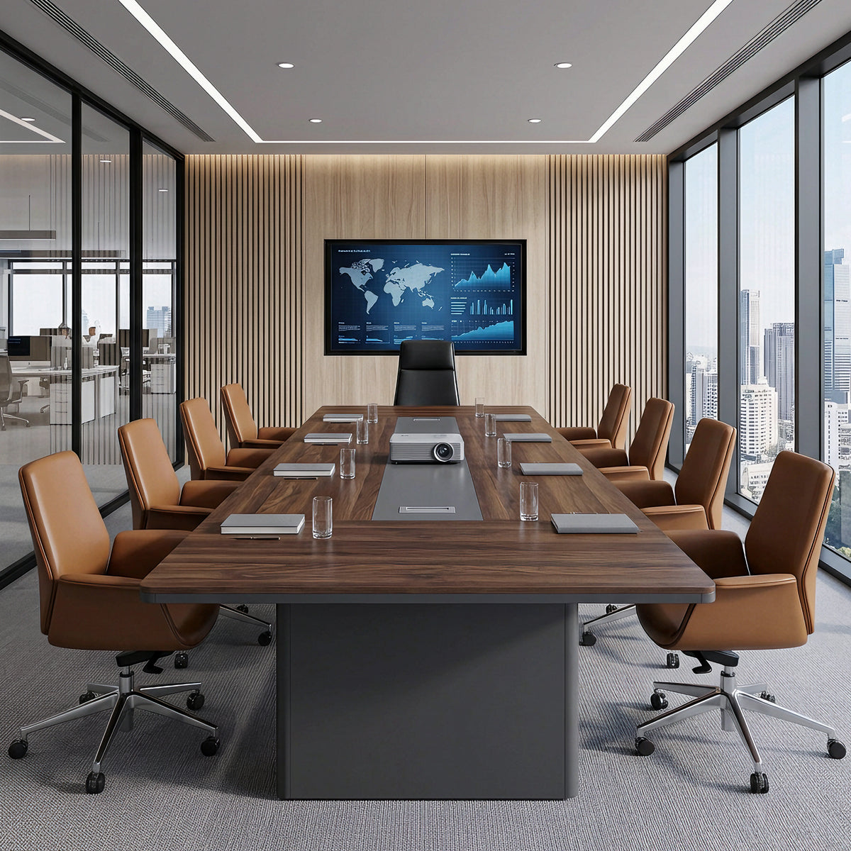 8FT Large Conference Table, 94.5" Meeting Table with Cable Management for Office