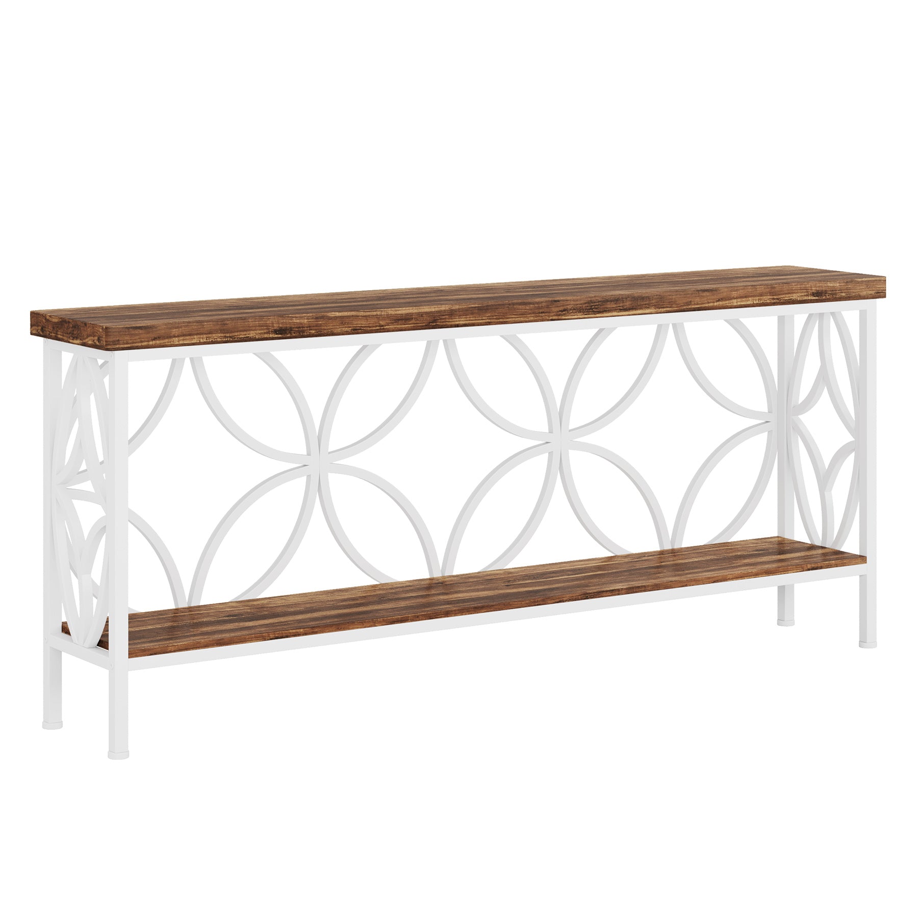 70.9" Sofa Table, 2-Tier Industrial Console Table Behind Couch