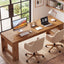 Solid Wood 2 Person Desk, 78.7" Office Computer Desk with Chunky Wood Legs