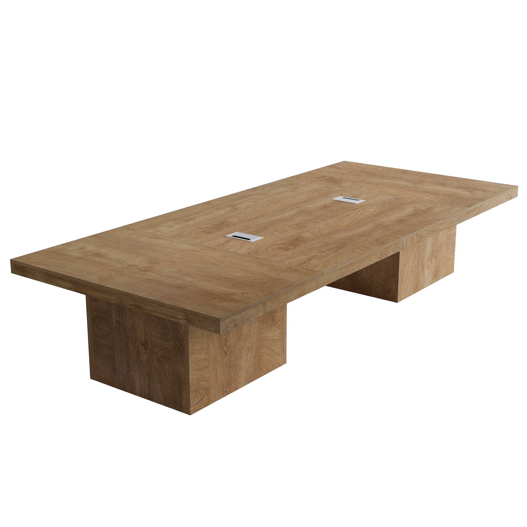 95" Conference Table with Pedestal Base, 8FT Wood Office Meeting Table, Cable Grommets