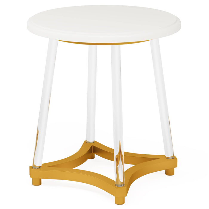 End Table, Round Side Table with Metal Frame & Thickened Acrylic Legs Tribesigns