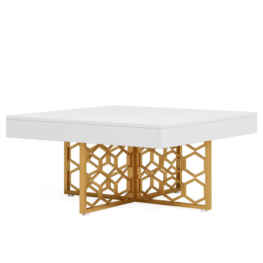 Coffee Table, Square Modern Cocktail Table with Metal Frame Tribesigns