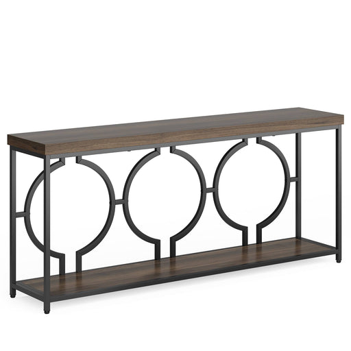 Industrial Console Table, 70.9" Sofa Table with 2 Tier Storage Shelves Tribesigns