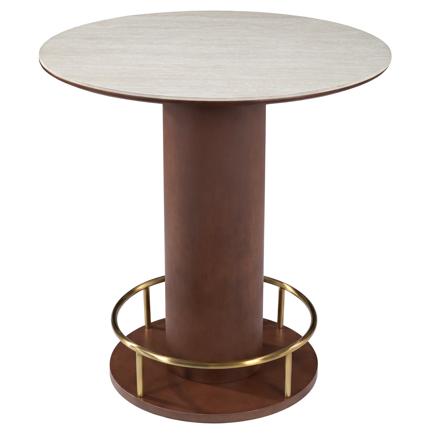 31.5" Round Counter Height Bar Table with Sintered Stone Top, Modern Bistro Table with Solid Wood Pedestal Base