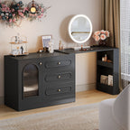 Makeup Desk, 360° Rotatable Vanity Desk with 3 Drawers(Without Mirror)