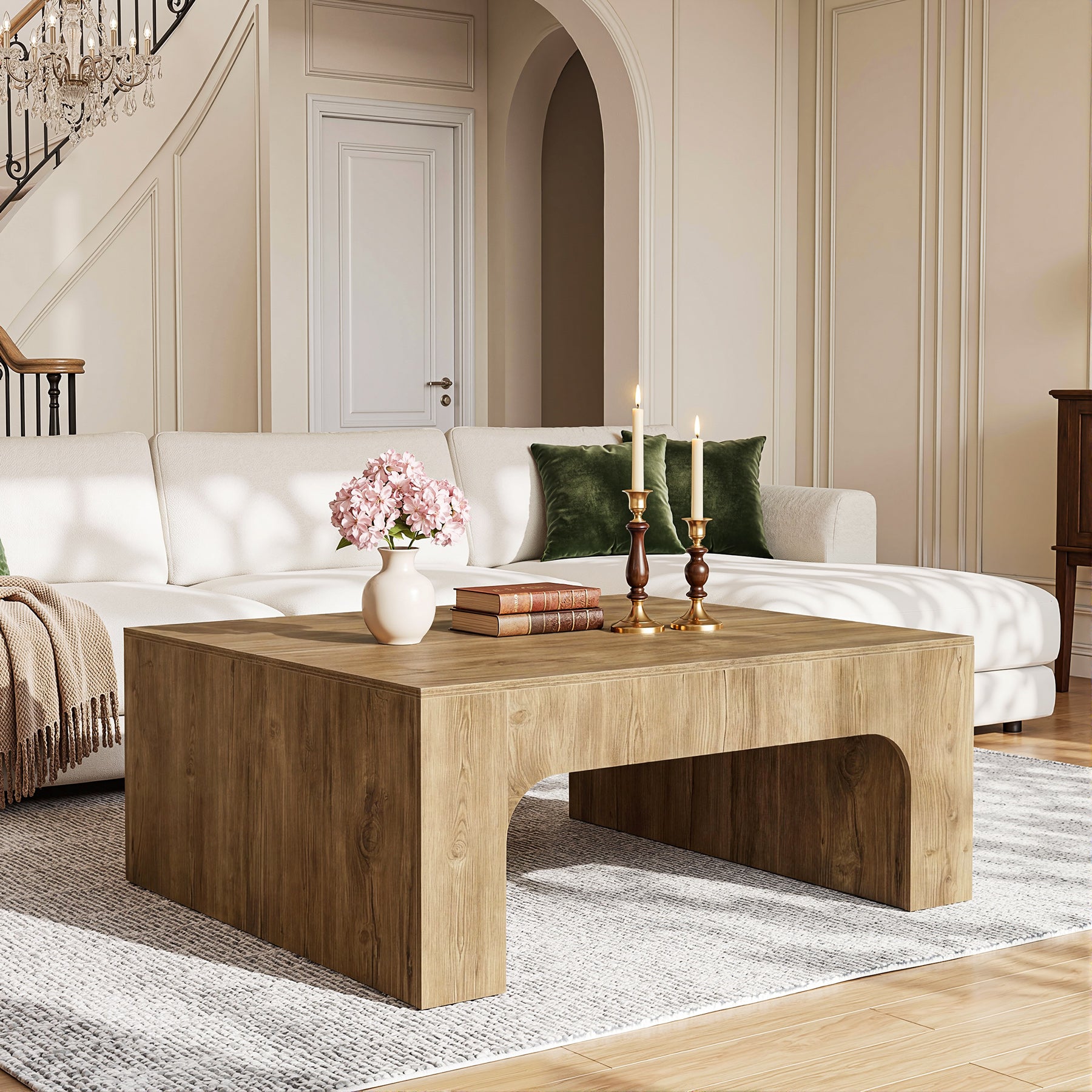 Tribesigns 39" Square Coffee Table, Wooden Farmhouse Center Table for Living Room
