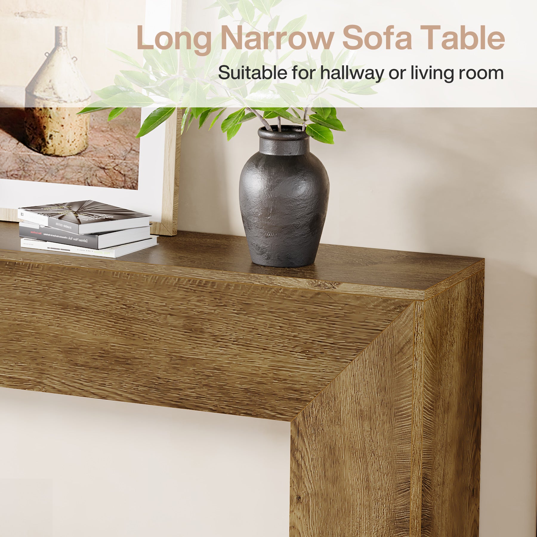63" Extra Long Console Table for Entryway, Modern Wooden Sofa Table for Living Room