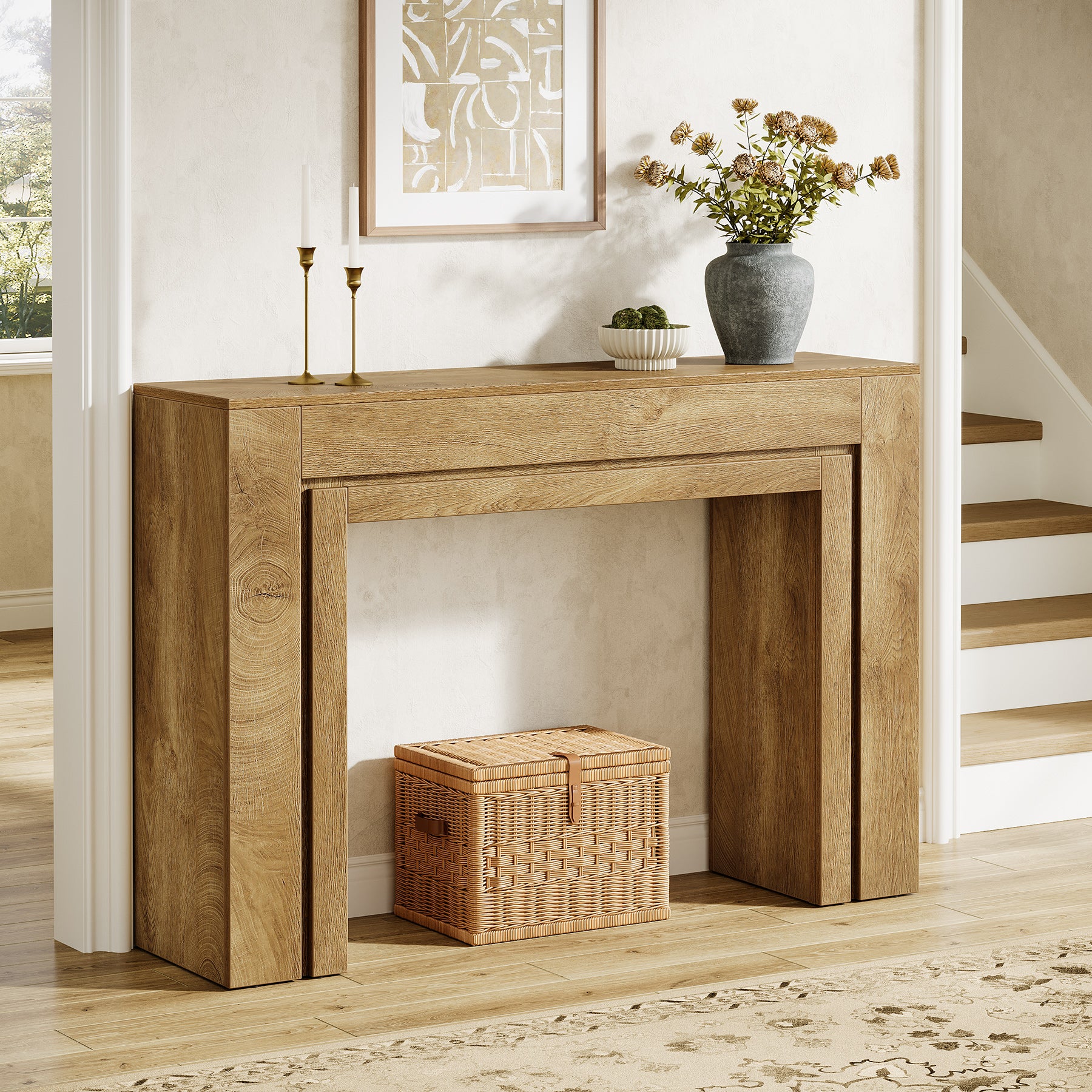 41" Modern Farmhouse Console Table, Entryway Sofa Table with Double Base for Hallway, Living Room, or Entrance