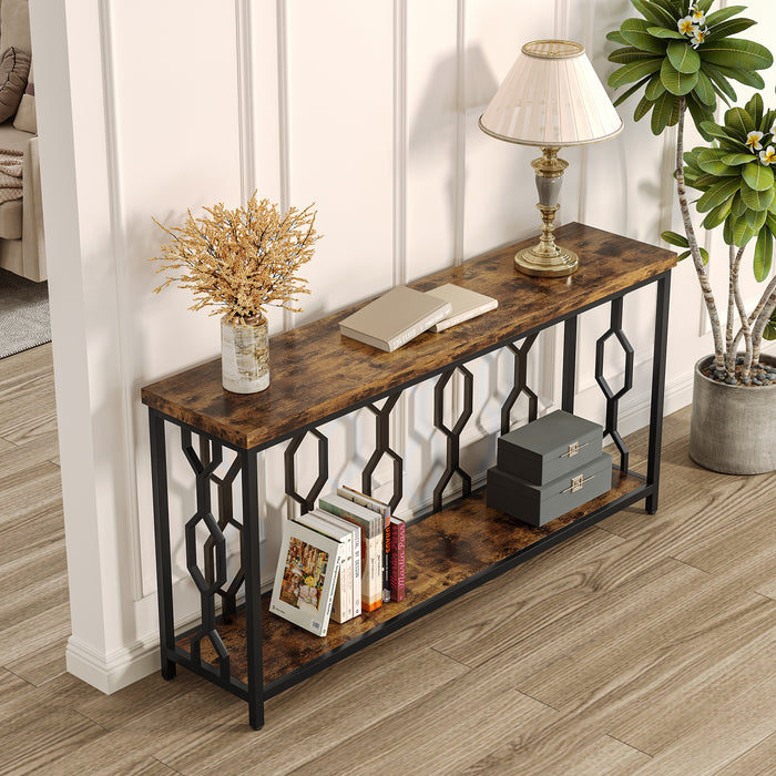 Tribesigns 2-Tier Console Table, Industrial 55" Sofa Entryway Table