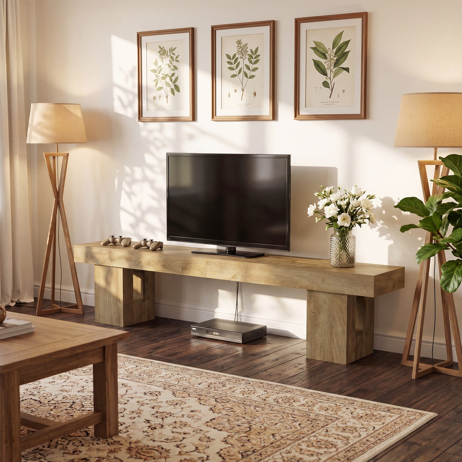 83" TV Stand for 65/75/85" TVs, Modern Rustic Entertainment Center for Living Room