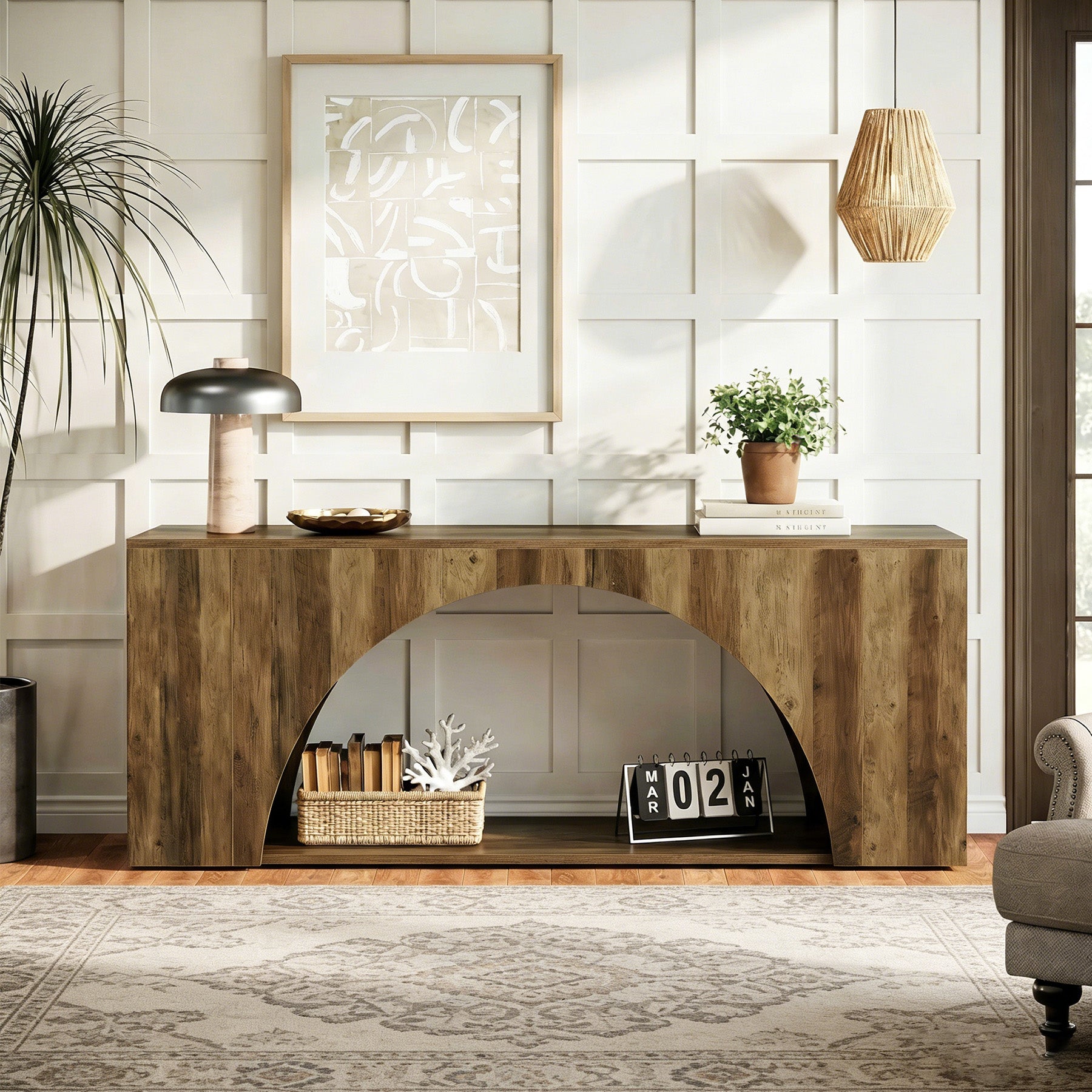 Tribesigns 63" Wood TV Stand, Media Console with Shelves for Living Room