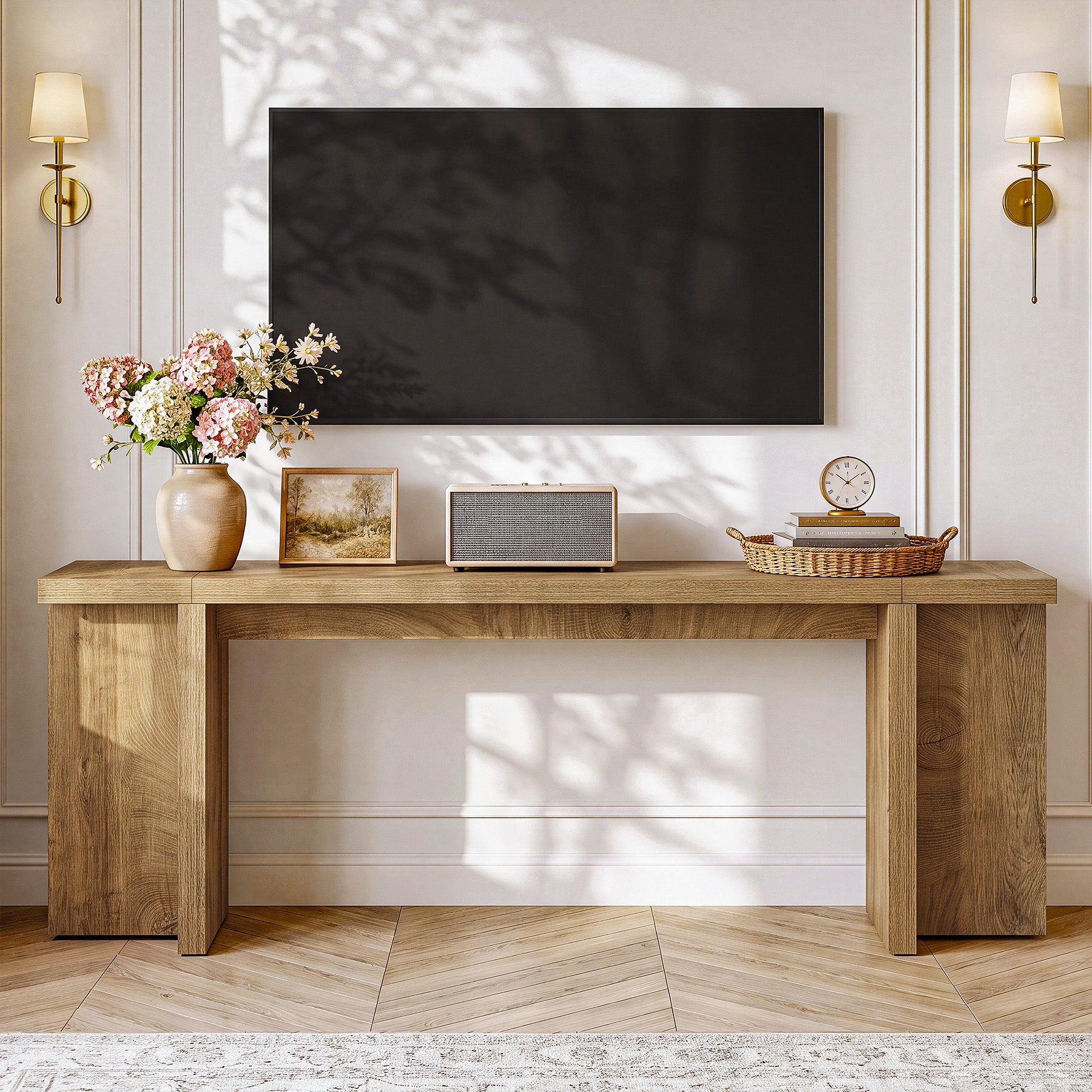 78.7" Extra Long Console Table, Entryway Table with Stable T-Shaped Legs and Long Tabletop