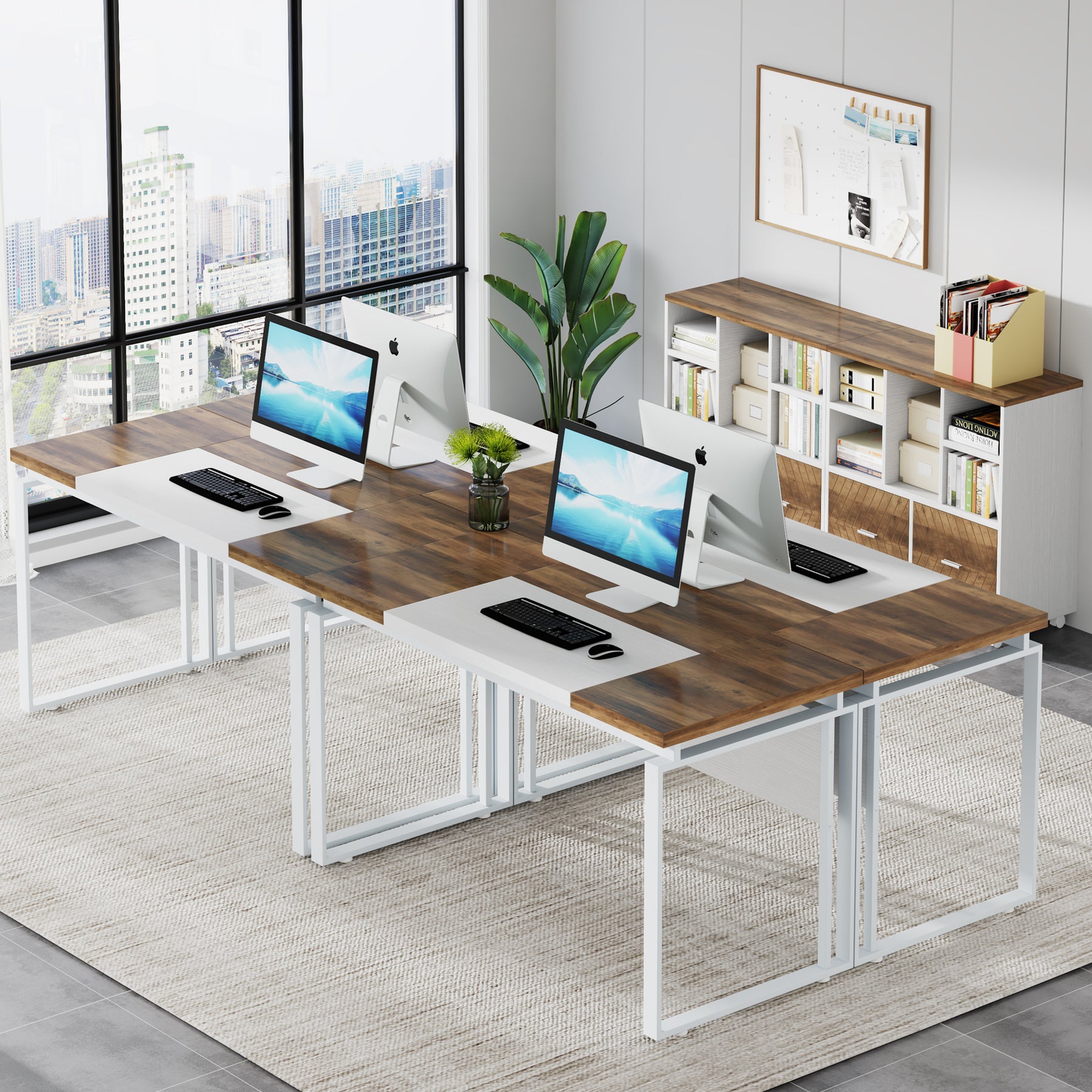 Tribesigns L-Shaped Executive Desk with Mobile File Cabinet