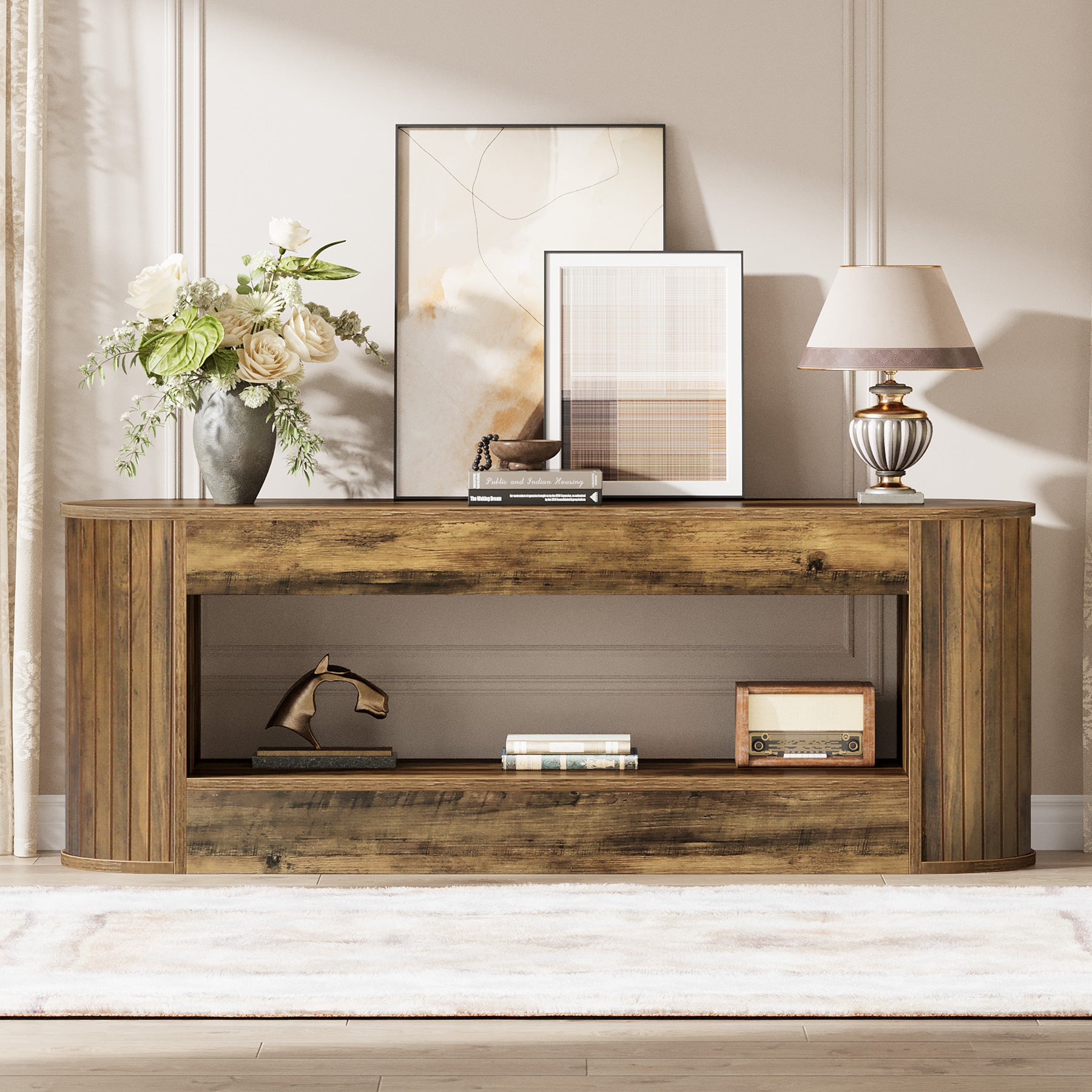 63" TV Stand with Storage, Entertainment Center Media for 55/60/65" TV