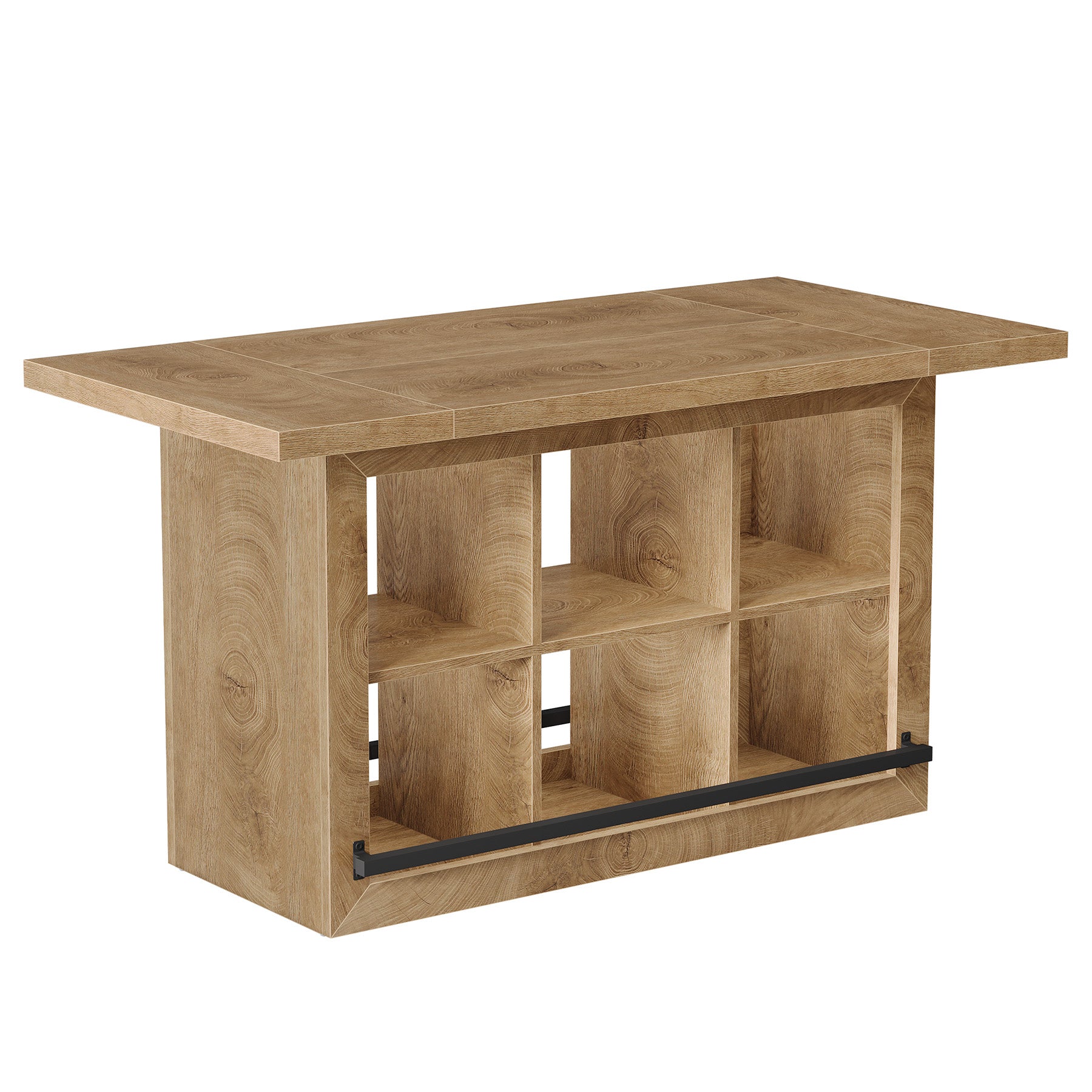 62.6" Bar Table, Rectangular Home Bar Cabinet Unit with 6 Spacious Cubbies