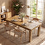 63" Solid Wood Dining Table for 4-6, Rectangular Fluted Kitchen Table for Dining Room