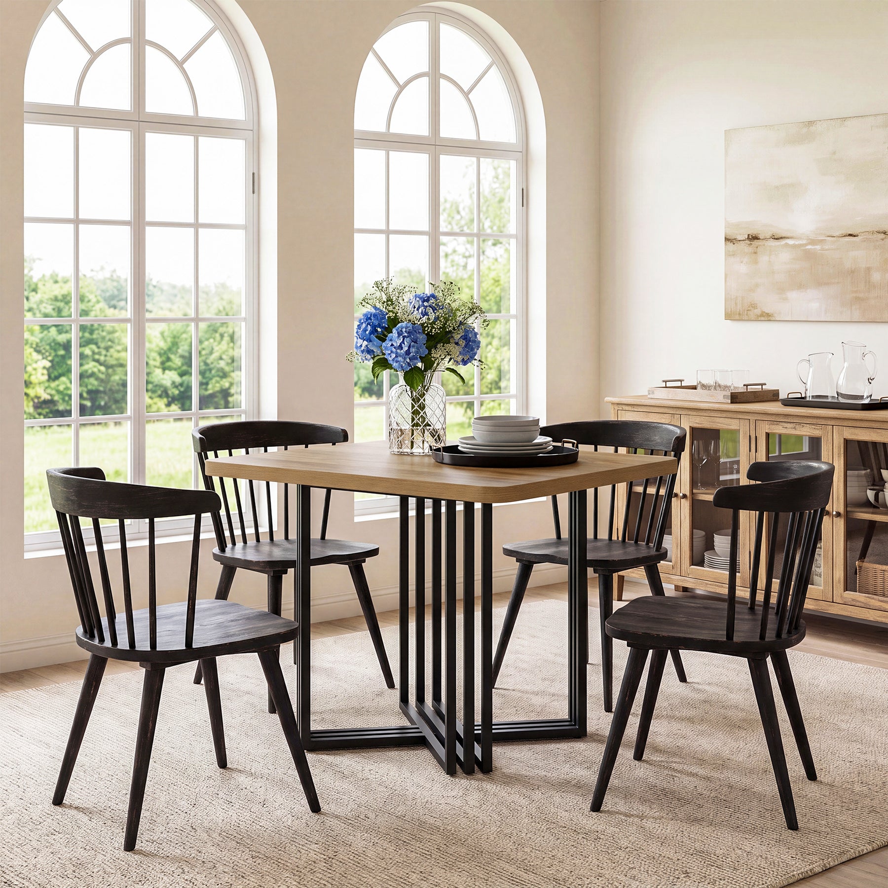 39.4-Inch Farmhouse Dining Table for 4, Compact Kitchen Table for Small Dining Rooms