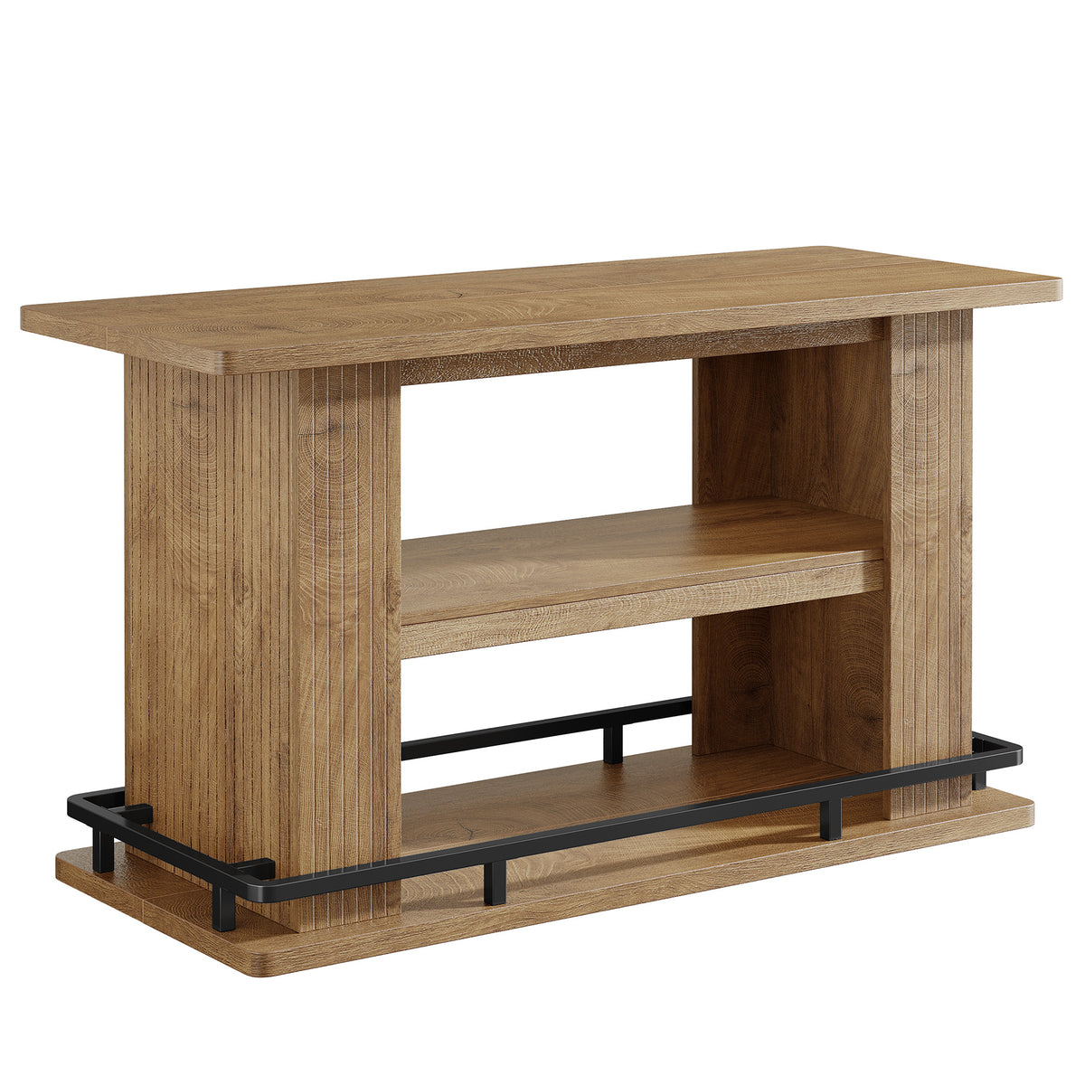 63" Bar Table, 3-Tier Counter Height Pub Table with Metal Footrest for Kitchen, Bistro