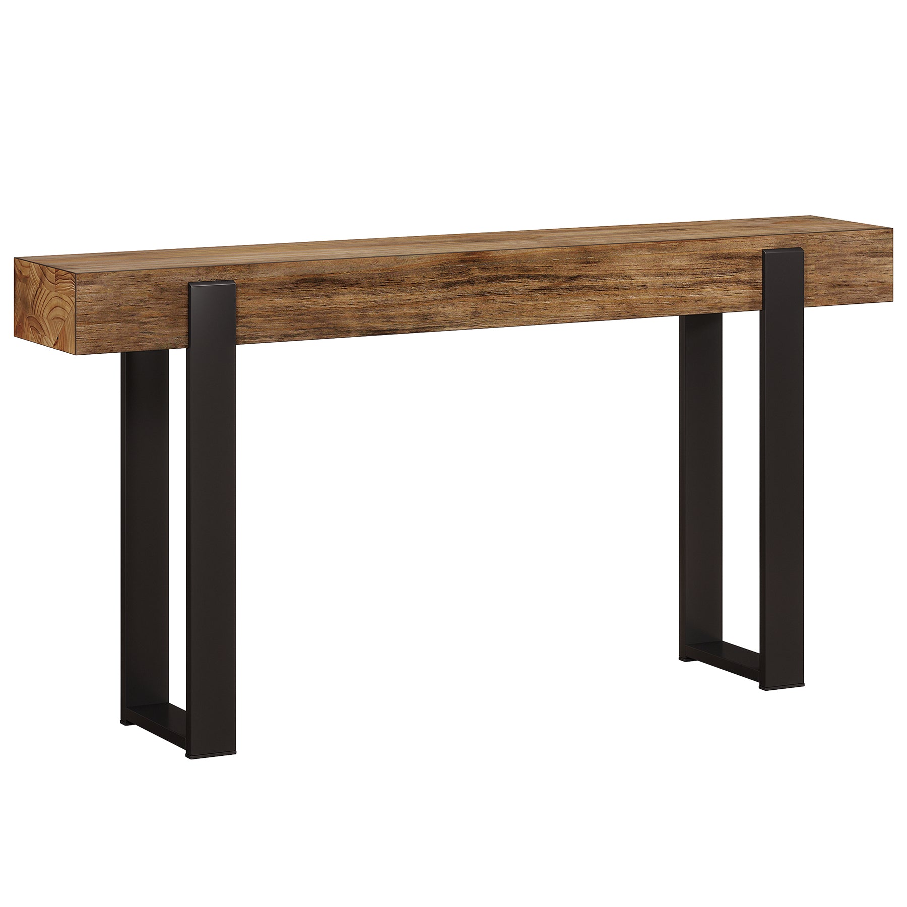 Solid Wood Console Table, 63" Entryway Sofa Table with Metal Legs