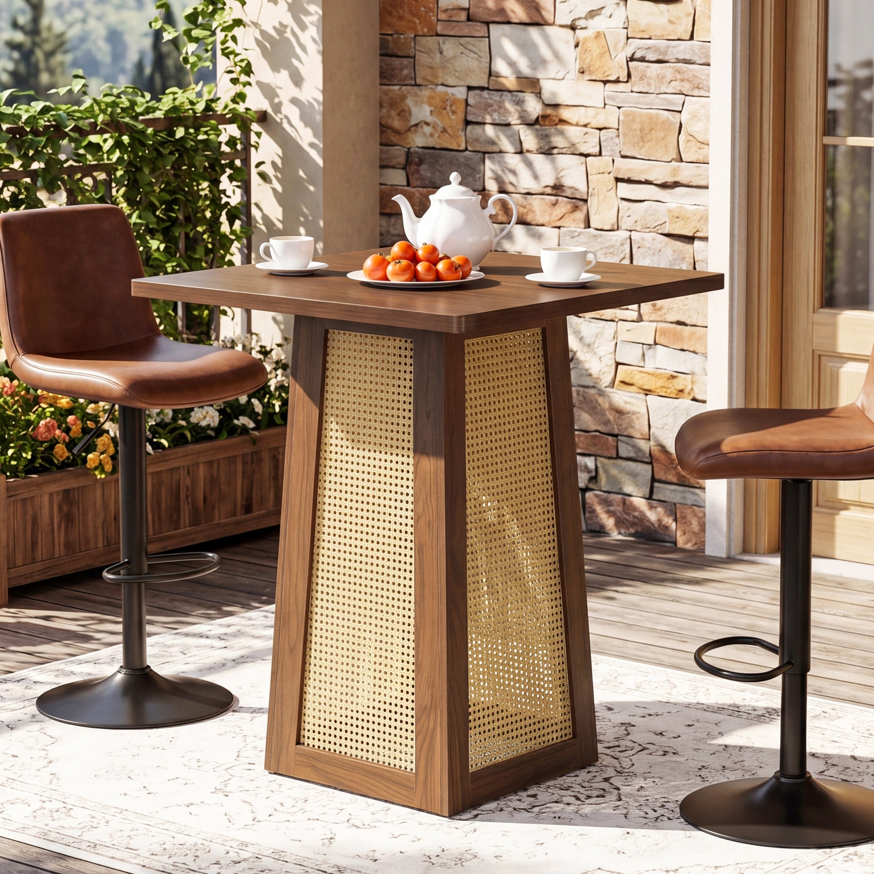 31.5" Square Bar Table for 2–4, Counter Height Pub Table with Pedestal Base for Home Bar