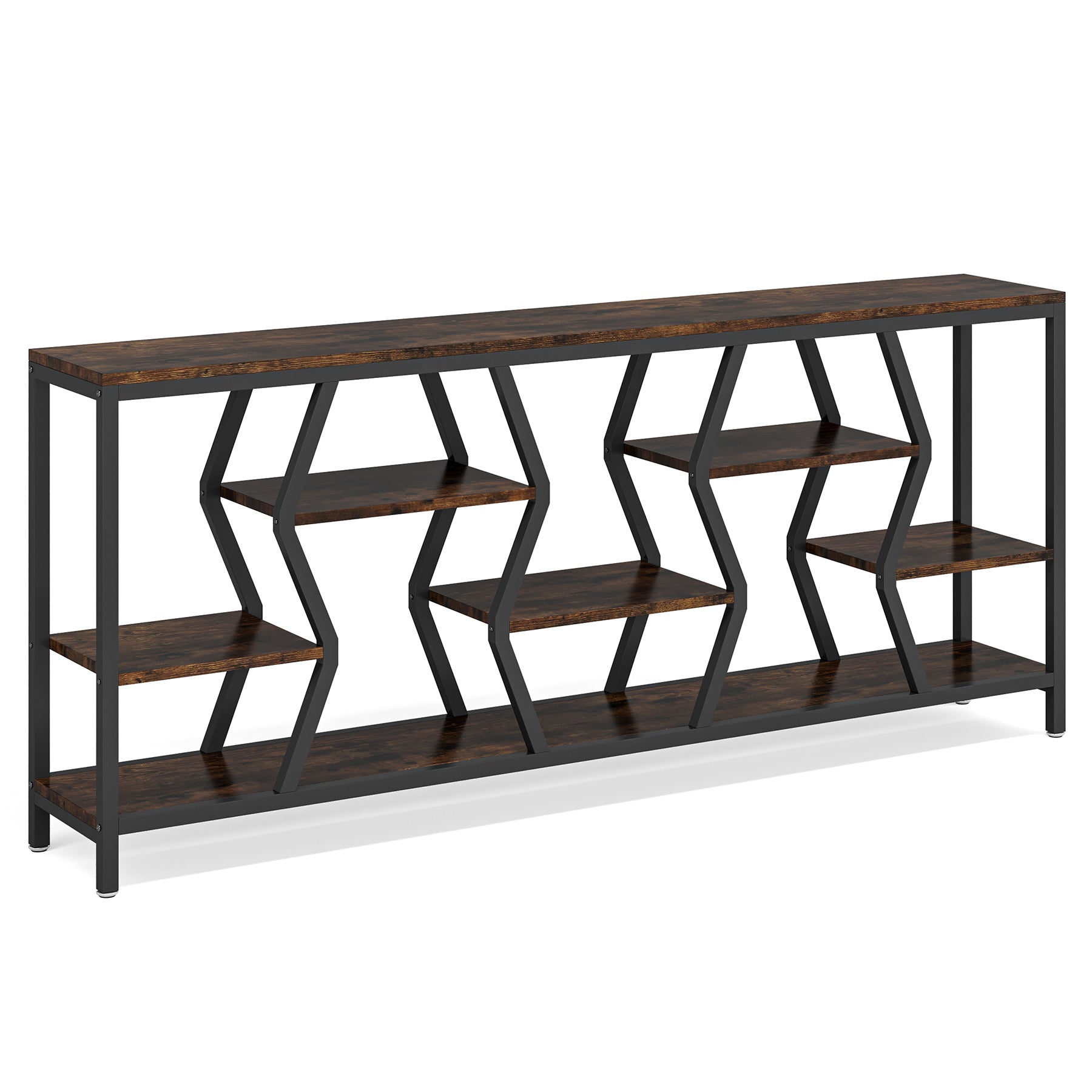 70.9" Console Table Industrial Sofa Table with Storage Shelves