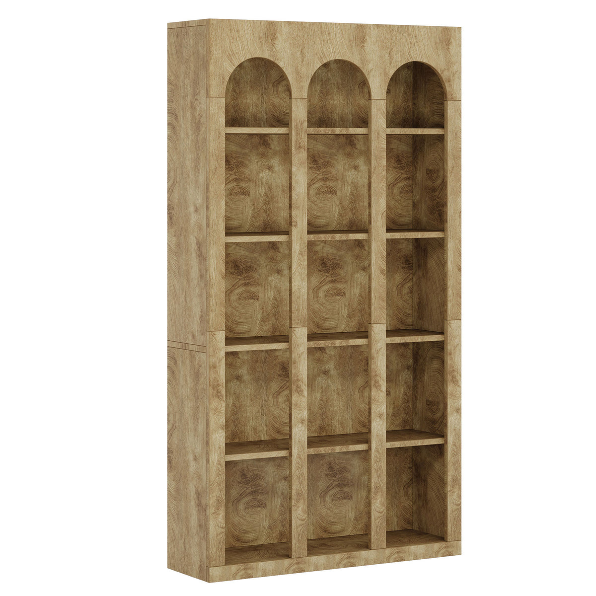 70.8" Wood Bookshelf, 5-Tier Rustic Bookcase Display Storage Shelving Unit