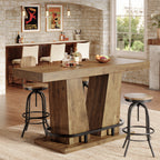 62.99" Bar Table for 4-6, Rectangle Counter Height Pub Table with Metal Footrest