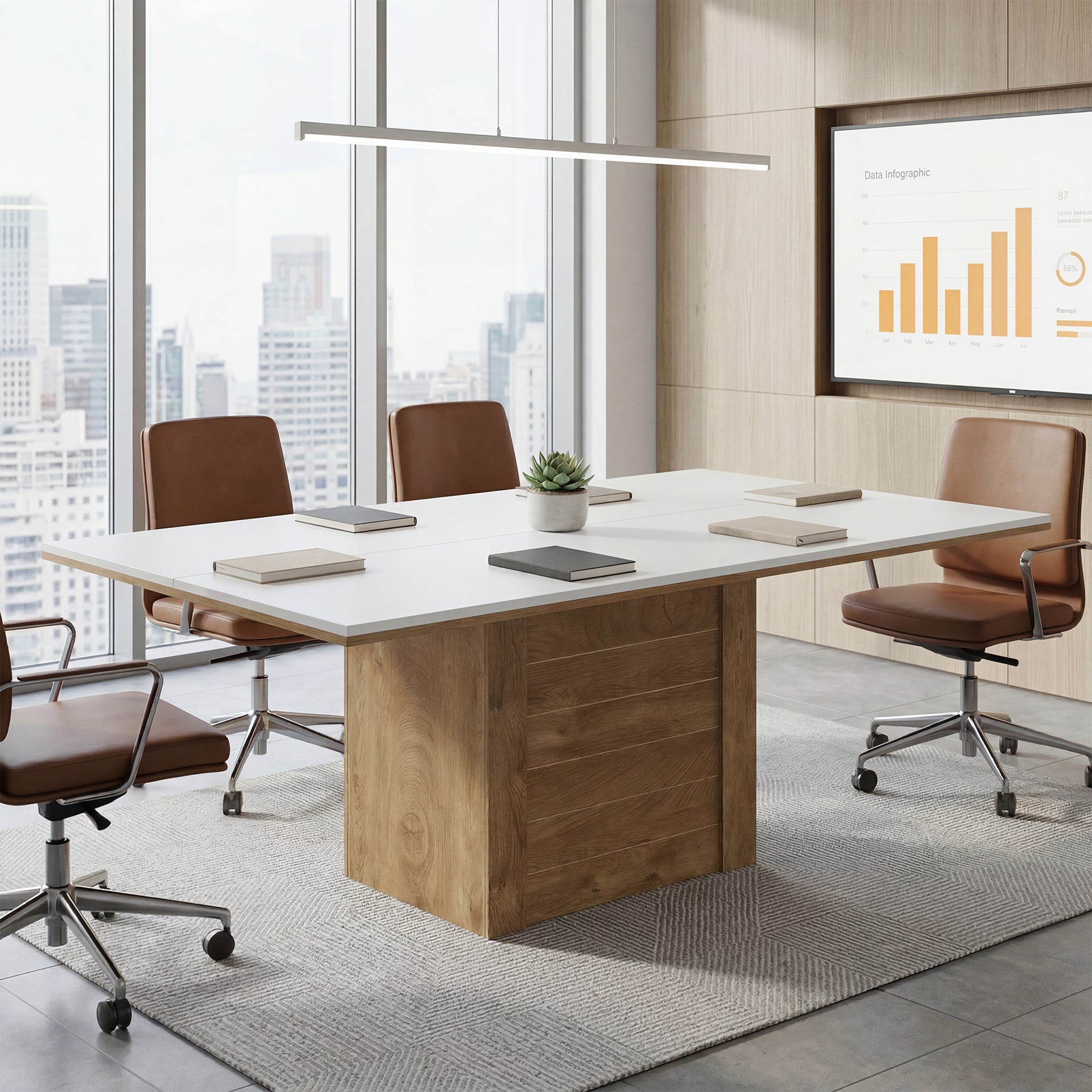 Tribesigns 55" Rectangular Conference Table, Meeting Table for 6-8 People for Office