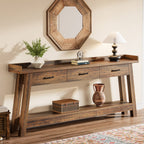70.9" Console Table, 2-Tier Long Sofa Entryway Table with 3 Drawers and Raised Baffle