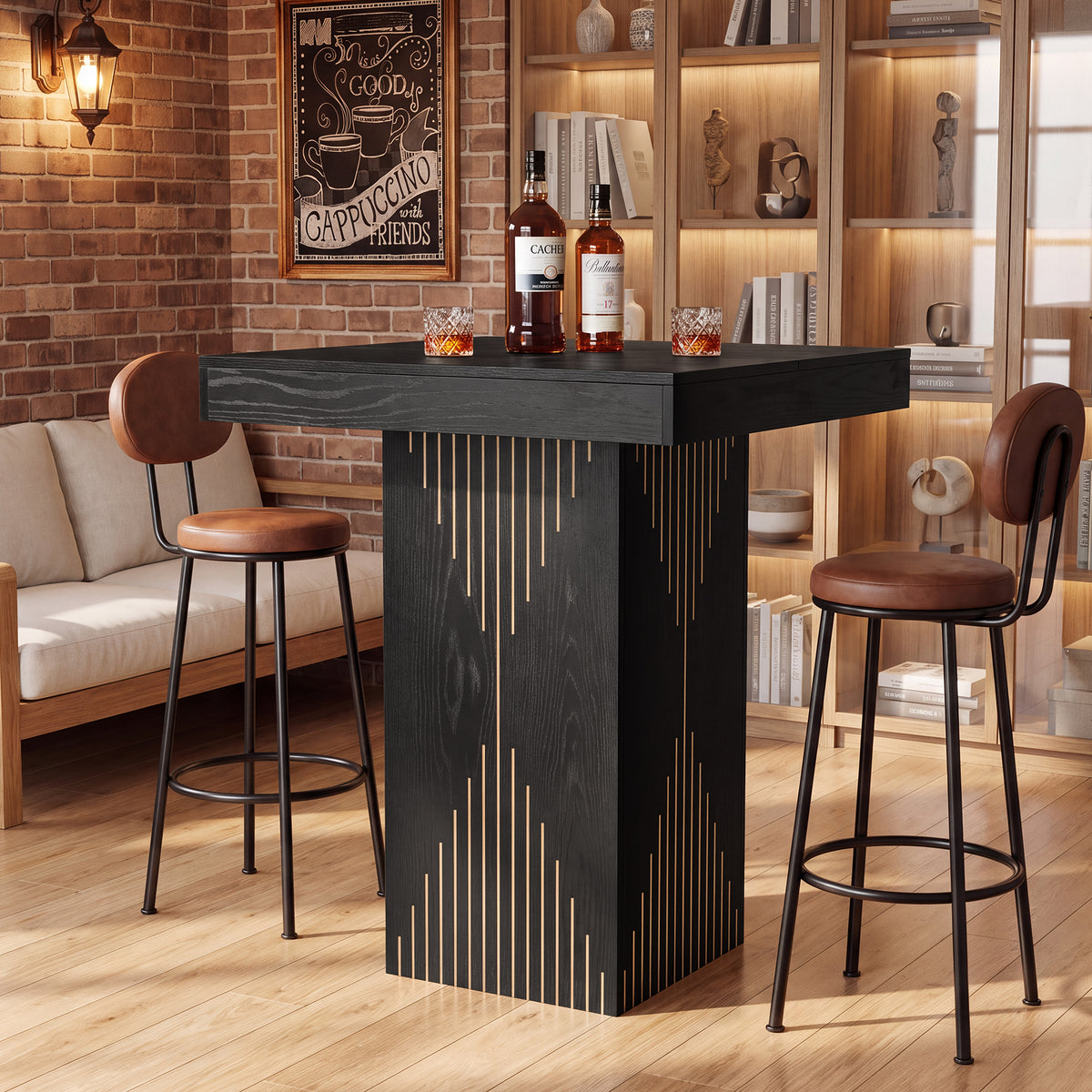 32" Square High Top Bar Table, Modern Small Kitchen & Dining Room Table