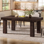 63" Solid Wood Dining Table, Farmhouse Kitchen Table with Heavy Duty Legs for 4-6