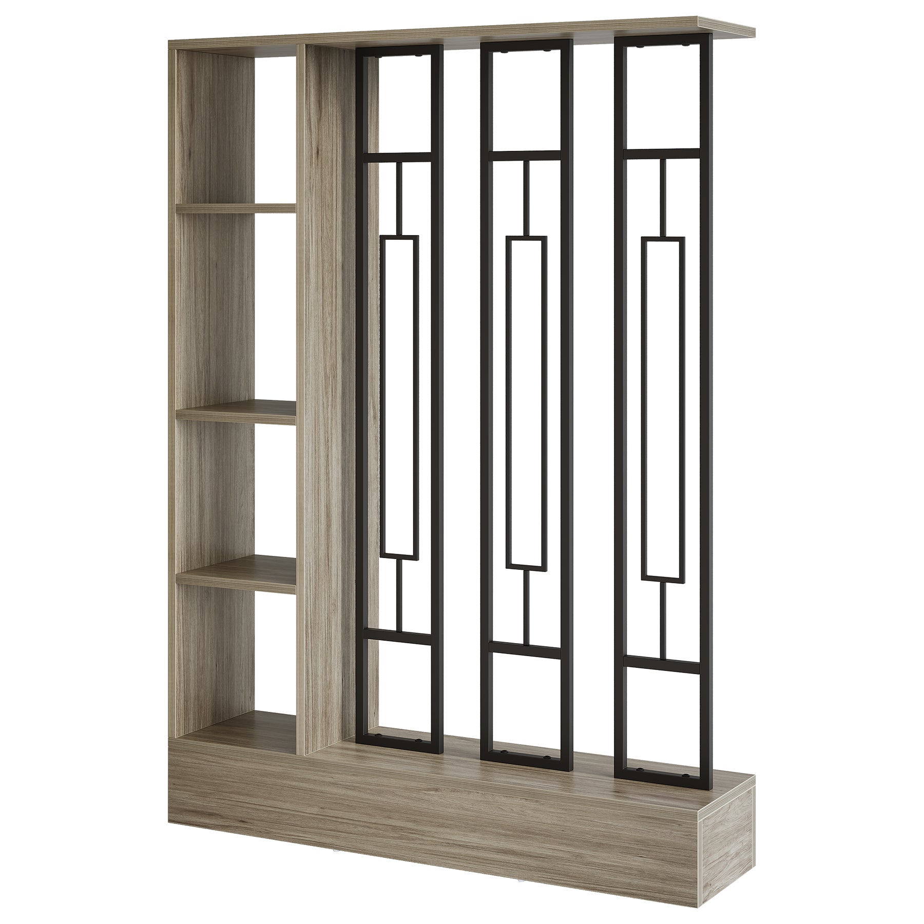 70.9" Wall Room Divider, Freestanding Wall Partition with Display Shelves