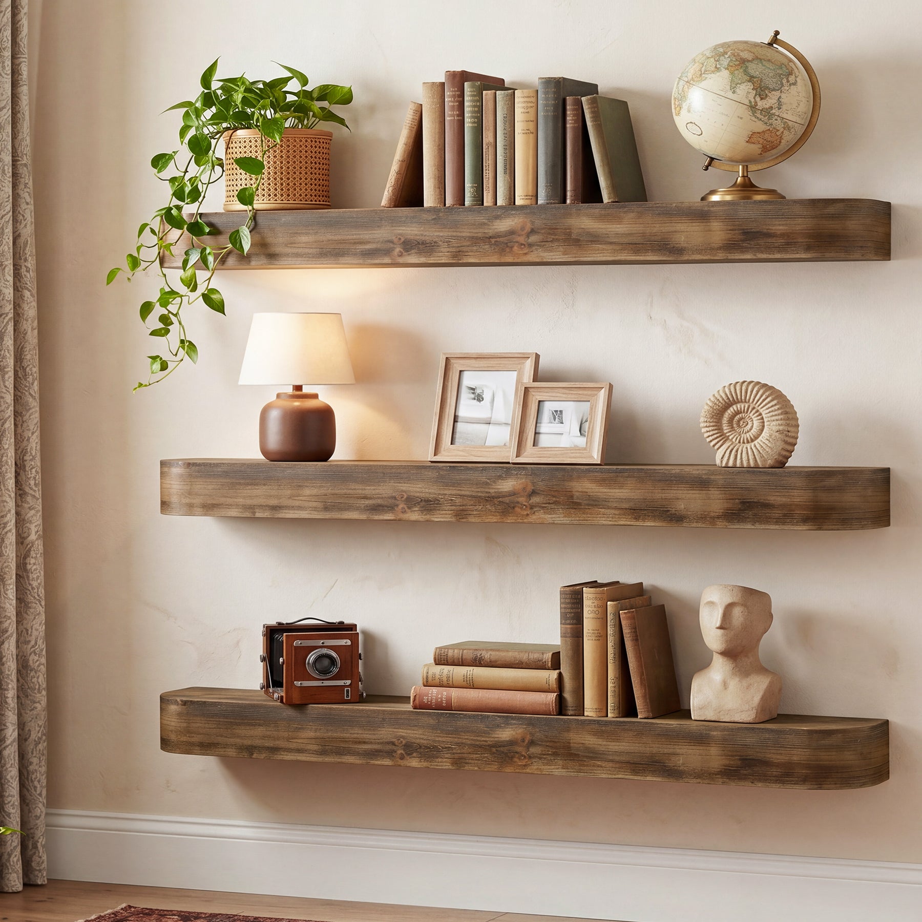 71" Fireplace Mantel, Solid Wood Floating Shelf, Wall Mounted Mantel for Over Fireplace