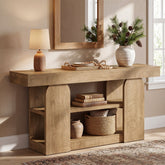 63" Farmhouse Console Table with Storage Shelves, 3-Tier Narrow Entryway Sofa Table for Hallway & Living Room 3