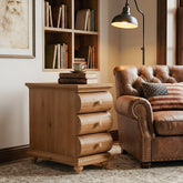 Solid Wood End Table with 3 Drawers, Narrow Side Table with Storage 3