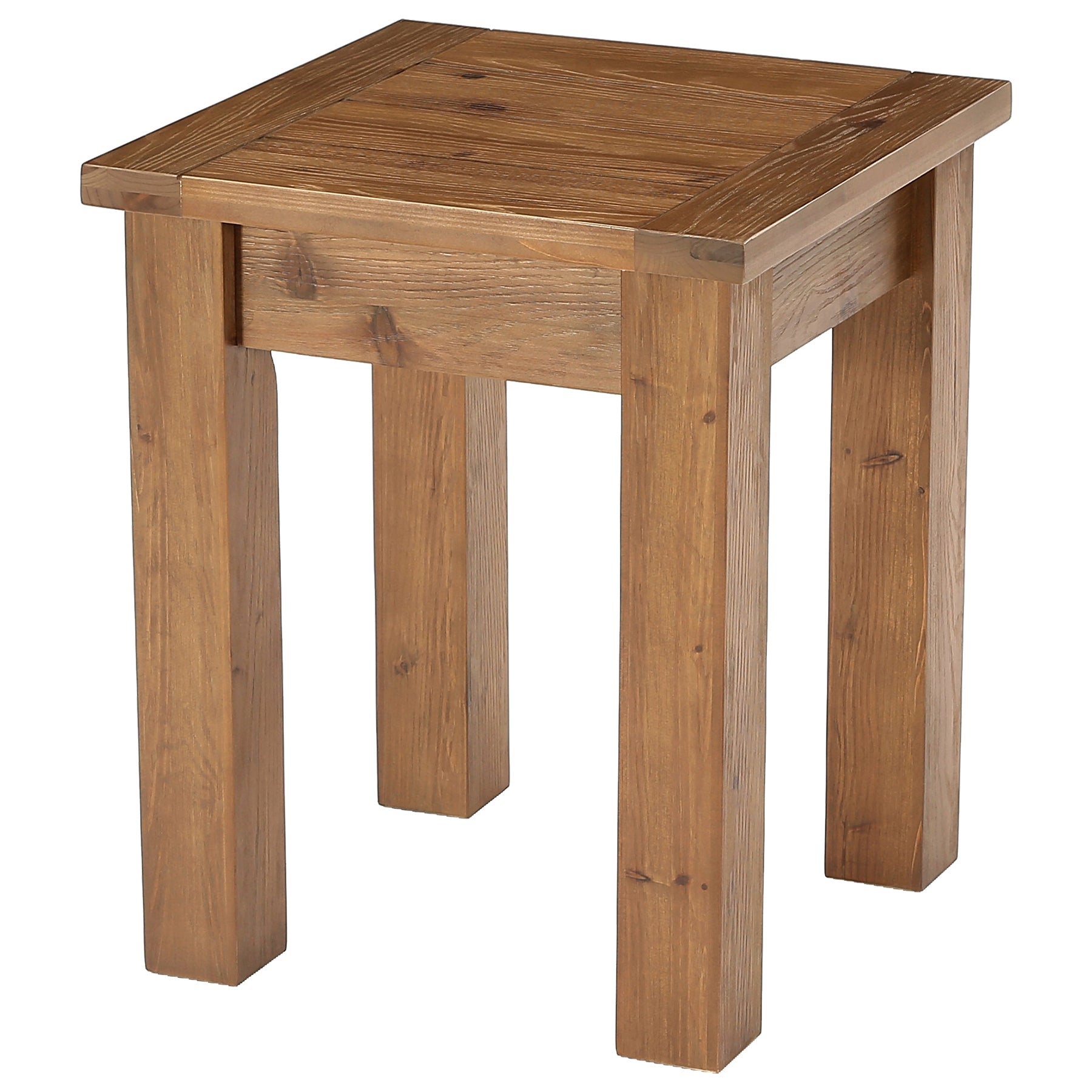 Square Solid Wood Side Table, Farmhouse End Tale with Stable Legs for Small Spaces